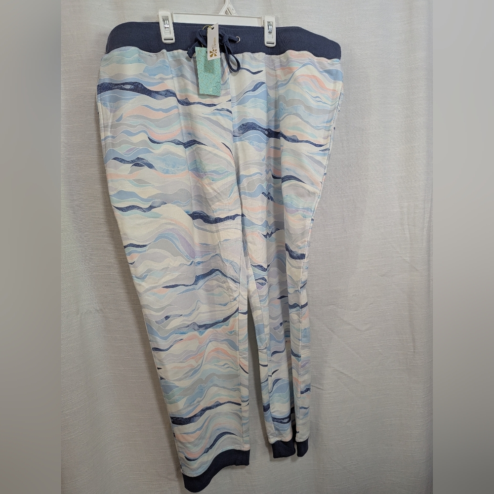 Erin Condren Neutral Pastel Layers Waves Lined Jogger Pants XXL
